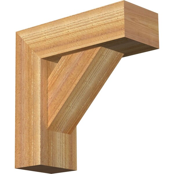 Ekena Millwork Traditional Block Rough Sawn Bracket w/ Offset Brace, Western Red Cedar, 6"W x 16"D x 16"H BKT0604X16X16TRA05RWR - main